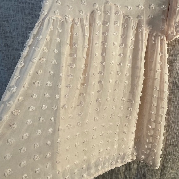 Cream chiffon dress, cream chenille dress - Picture 3 of 4